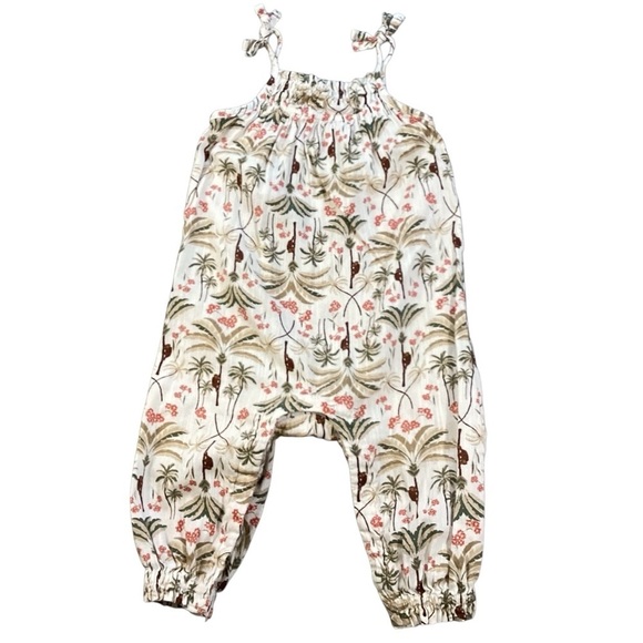 Old Navy Girls Sleeveless Tie-Knot Jumpsuits Tigers & Pretty Palms 6-12 Months - Picture 4 of 16